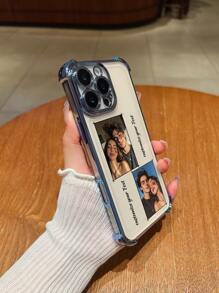 1pc Customized Personalized Dual Image Couple Electroplated Shockproof Ultramarine Blue HD DIY Design Silicone Lens Protection Phone Case Compatible With IPhone 16 Pro Max/16 Pro/15 Pro Max/14 Pro Max/13 Pro Max/Infinix/Smart5/Smart7/Redmi/OPPO A95/A18/A58/A74/A76/A95/F19, MotoG84/G54/G52, Galaxy A24/S24u/S23u/S22u/A14/A15/A54/A55, /Redmi/OPPO, Funny Customized, For Daily Use Or Gift To Boyfriend (Girlfriend)