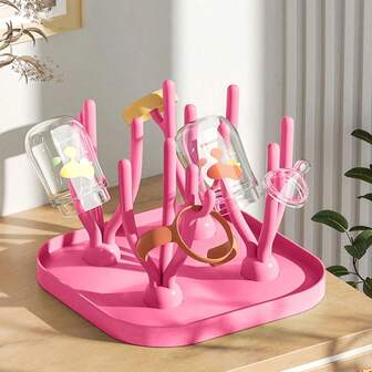 带托盘的婴儿奶瓶干燥架，大容量奶瓶干燥器，可快速排水和干燥，可拆卸支架设计，1 件或 1 套（1 个干燥架 + 1 个奶瓶架）