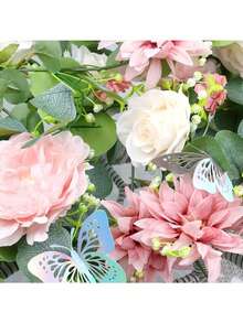 1pc Artificial Eucalyptus Garland With Butterfly, Peony, Rose Flowers, Suitable For Wedding Party Decoration, Garden Lawn, Home Decor, Hanging, Fireplace, Tabletop, Wall, Outdoor, Spring/Summer - Multicolor - View 5