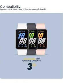 Custodia per orologio + pellicola protettiva per schermo compatibile con Samsung Galaxy Fit 3 da uomo e donna, custodia in PC rigido antiurto e antischeggiatura, compatibile con pellicola protettiva in vetro temperato HD, protezione posteriore per il polso dai danni