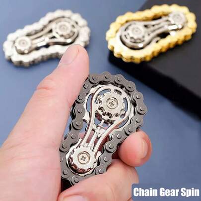 1 Stück Fahrradkette Getriebe Drehendes Spielzeug, sehr hilfreich in stressigen Zeiten, Metall Kettenrad Kette Drehendes Fidget Spielzeug, sehr cool und lustig, Kettenrad Fingerspitzen Kreisel Ritzel, Stress und Angst linderndes Drehendes Spielzeug, Weihnachten, Weihnachtsgeschenke, Weihnachtsstrumpffüller, Geschenkideen für Männer