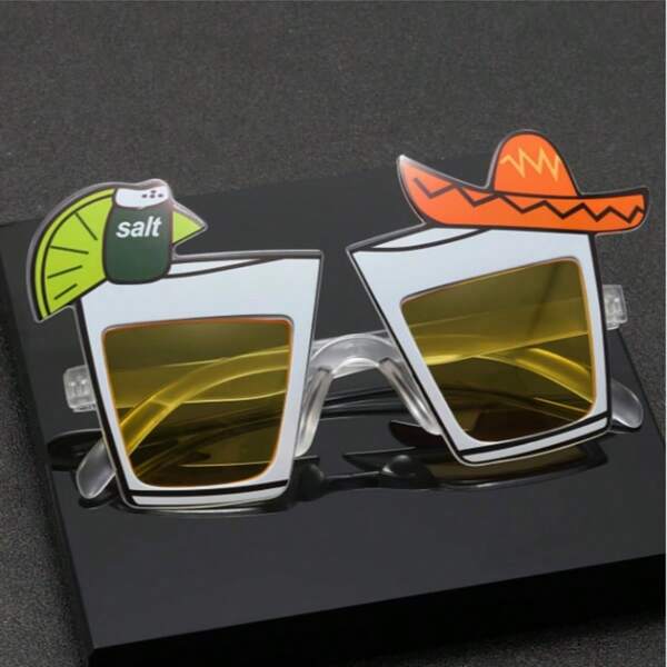 1 Pair Unique Party Glasses, High-End Ceremony Style, Hawaiian Themed, Funny Hawaiian Decorative Glasses, Suitable For Gatherings, Birthdays, Dances - Unisex Festive Atmosphere Decorative Glasses