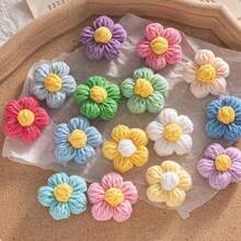 10/20/50 PZ fiori a uncinetto misti a colori, fiori in lana fatti a mano colorati come accessori da cucire, piccoli fiori gonfi per bricolage, rifiniture per specchi, fasce per capelli, cappelli e accessori per abbigliamento, accessori per feste, forniture per uncinetto