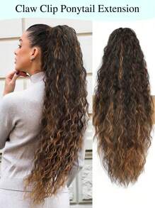 Ponytail Extension Claw 30" Long Curly Pony Tail Claw Clip In Hair Extension Fluffy Natural Looking Synthetic Hairpiece For Women
