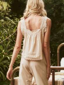 Womens Square-Neck Ruffle Tank Tops Casual Sleeveless Blouses Summer Shirt Blouses - White - View 3