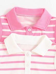 Sleeveless Sweetly Striped Collared Dress, Summer