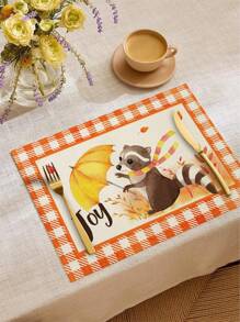 1 buc/4 buc/6 buc/60 buc covorașe izolate cu veveriță, dovleac, frunze de arțar, covorașe din in Hello Autumn, covorașe ușor de curățat, potrivite pentru casă, restaurant, decor pentru masă, rechizite pentru casă