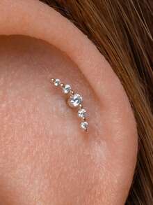 Pendientes apilados de plata de ley 925 con arete de cartílago de amatista de 16G, arete de oreja y arete trepador - Dorado - Ver 3