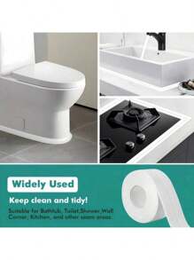 1pc Self-Adhesive White Waterproof, Mildew Resistant Caulk Strip, Suitable For Kitchen Sink, Bathroom, Toilet, Bathtub, Floor, Wall Edges Protection And Sealing