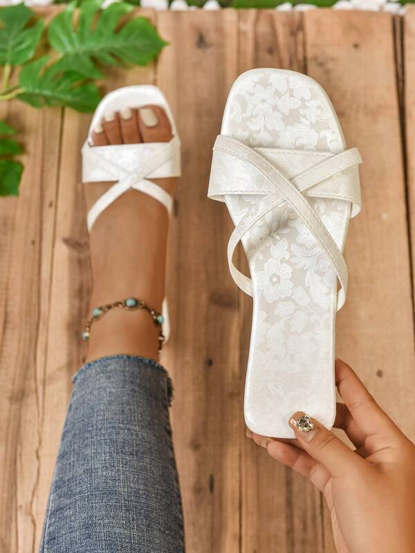 Boho Chinese Style Criss-Cross PU Leather Women Shoes, Outdoor, Indoor, Party, Beach Wear, Spring/Summer