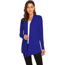 Newchoice Womens Casual Lightweight Long Sleeve Cardigan Soft Drape Open Front Fall Dusters (S-3XL) - Royal Blue - View 3