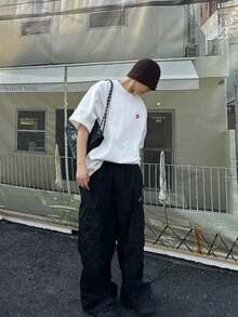 200g Cotton T-Shirt 2025 Men's New Short-Sleeved Cotton Vacation Pattern Short-Sleeved Crew Neck Matching Look