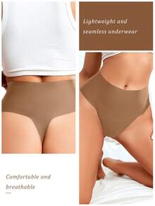 Sharicca 6pcs Women's High Waist Seamless Underwear Soft Breathable Comfortable Stretch Sexy Solid Color Triangle Panties - 設定-1 - 查看 2