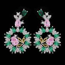 Fashion Colorful Cubic Zirconia Bridal Jewelry Set Saudi Arabia Wedding 4 PCS Necklace Jewellery Accessories