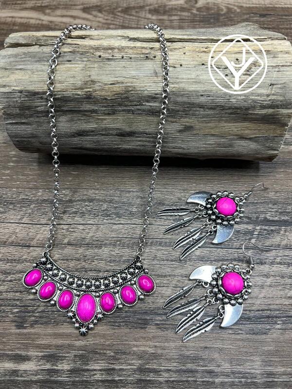Fashionable Retro Bohemian-Style Crown Necklace, Horn Earrings, Suitable For Women/Girls To Match Daily Clothes, Party Accessories, Jewelry Gift For Family/Friends/Yourself