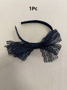 1/2Pcs Colorful Lace Bowknot Headbands For Women, Retro Style 80's Neon Party Street Hip-Hop Fashionable Accessory, Festive Bowknot Headwear For Parties, Social Events, Family Gatherings, Halloween, Holiday Gifts