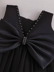 Baby Girl Black Party Dress With Big Bow Tulle Skirt, 0-2 Years, Birthday Party Mini Dress - Black - View 7