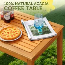 4 Piece Outdoor Patio Furniture Sets Acacia Conversation Set Rope Woven Chairs With Wooden Coffee Table For Garden Lawn Patio Deck - 米色 - 查看 5