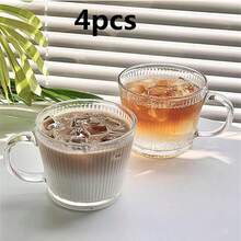 1pc High-Quality Vertical Stripe Handle Glass Cup, Transparent Drinking Glass For Water, Milk, Coffee, Home & Office Use - Multicolor - View 18
