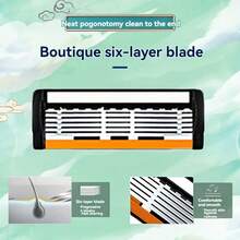 男士/女士高级手动剃须刀，黄白瓷设计 - 6 层刀片，剃须顺滑，防滑手柄，修整胡须和胡须的理想选择