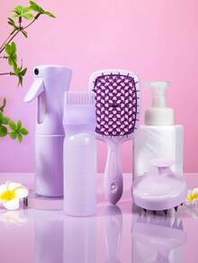 WANMEI 四件套：干洗瓶、干洗桶、洗发水瓶、冲洗瓶、带刻度的滴水壶、160毫升烫染瓶、洗发水瓶、空心梳、网梳、按摩造型梳、美发造型梳、家用硅胶洗发刷 - 紫色 - 查看 8