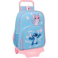 Lilo Y Stitch Stitch Backpack - School Backpack + Trolley With Adjustable Telescopic Handle And Ergonomic Handle - Backpack With Large Compartments And Interior Organizers, Ideal For Primary And Secondary School Students - Balo 180 + Xe 905 "Happy" - Xem 3