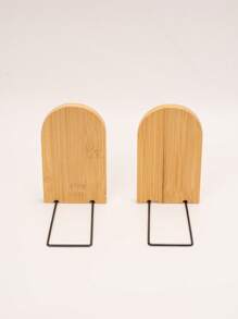 2Pcs Wood Bookends,Non-Skid Bookend For Shelves,Heavy Duty Bookends,Book Stand For Books/CDs