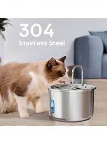 1 件不锈钢宠物饮水器，USB 供电自动猫狗饮水器，带防溅盆，运行安静，可增加饮水量 - 无需电池，室内宠物配件|时尚宠物饮水器|耐用宠物用品， - 彩色 - 查看 3