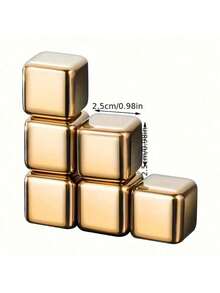 8 Gold Ice Blocks With Silicone Clip - Reusable Metal Chilling Pebbles & Fast Freezing Stainless Steel For Cocktails, Whiskey, Wine & Drinks - Perfect For Christmas, Halloween, Easter, Thanksgiving & More - Multicolor - View 3