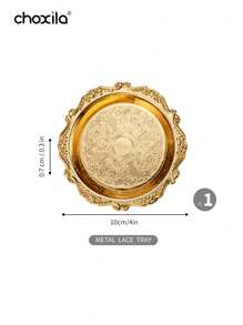 choxila 1pc/6pcs Metal Trays With Rack, Round Coasters With Stand, Decorative Plates With Holder, Cake Fruit Dessert Nut Mini Tray, Desktop Metal Cup Mats, For Bar, Home, Kitchen, Coffee Table Decoration (Gold)