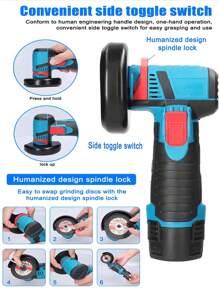 Lixadeira manual recarregável sem fio de lítio de 3 polegadas, ferramenta DIY e de reparo, máquina de polimento multifuncional portátil elétrica a bateria de lítio, remoção de ferrugem e corte multiuso tudo em um. Pequena ferramenta elétrica doméstica para corte e esmerilhamento