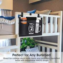 Bolsa de almacenamiento para mesita de noche, bolsa colgante conúltiples bolsillos, organizador de accesorios para cama, dispositivo de tela Oxford para litera de dormitorio, libro de Hospital AAYG - Negro - Ver 5