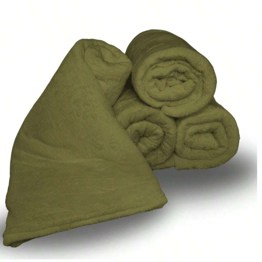 Kit 2 Plain Blankets For Couples In Microfiber 1.80 X 2.00 - Beauty & Comfort - KIT 2 GREEN - View 1