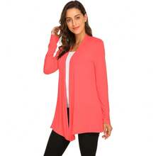 Newchoice Womens Casual Lightweight Long Sleeve Cardigan Soft Drape Open Front Fall Dusters (S-3XL) - Coral Pink - View 4