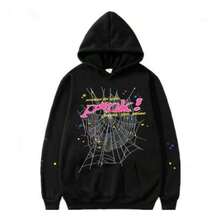 Hip Hop Spider Hoodies Set Y2k Hoodie Tracksuit Pullover Sweatshirt For Women Men Matching Hoodies For Couples Clothing Cotton  Letter  Textured Pattern  Graffiti    Casual  Party  Cute    Pocket    Conjunto Para Mujer - 黑色衛衣 - 查看 1