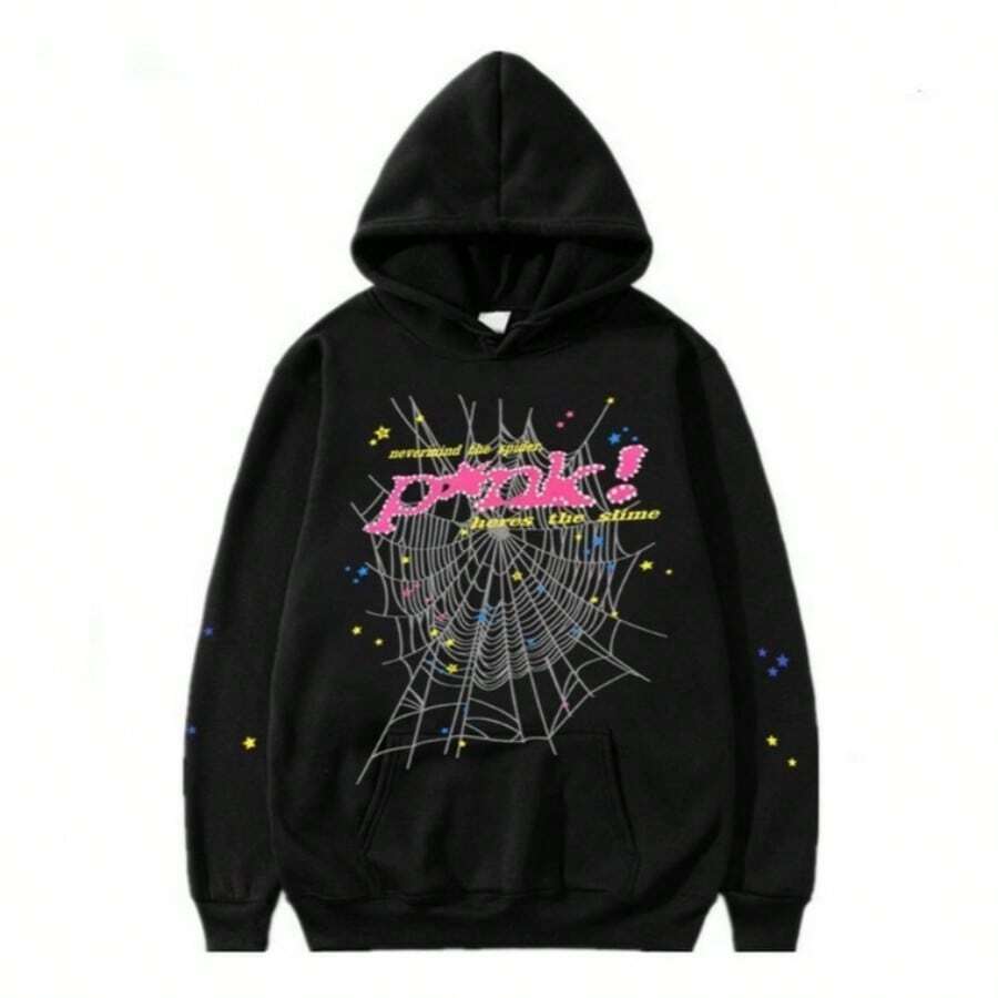 Hip Hop Spider Hoodies Set Y2k Hoodie Tracksuit Pullover Sweatshirt For Women Men Matching Hoodies For Couples Clothing Cotton Letter Textured Pattern Graffiti Casual Party Cute Pocket Conjunto Para Mujer - 黑色衛衣 - 查看 1