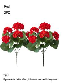 4/2pcs Artificial Shrubs Geraniums Realistic UV Protected Red Pink Begonia Flowers With Green Foliage For Indoor & Outdoor Decor, Perfect For Garden, Porch, Patio, Window Box, And Hanging Planter, Garden Decor , Christmas, Halloween, Thanksgiving, Valentine's,Maintenancefree Plants, Artificial Outdoor Flowers Shrubs