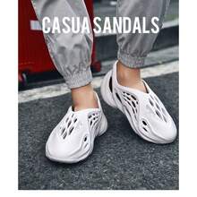 EVA Men Women Clogs Foam Runner Shoes For Women Men, Hollow Cloud Slippers Lightweight Slip-On Walking Sneakers Breathable Soft Beach Sandals Breathable Non-Slip Beach Shoes Casual Fashion Sports Sandals One Pair Arch Support Sandals - 白色 - 查看 2
