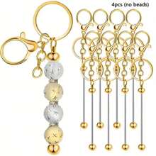 4/8/12/20pcs(No Beads) Beaded Key Chain Kits, Metal Blank Beaded Key Chain DIY Accessories, For Pendant, Jewelry Making, Gift