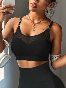 1pc Classic Sexy Non-Removable Padded Medium Support Sports Bra