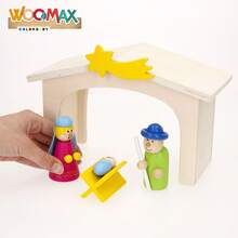 Woomax Wooden Nativity Scene For Children With 11 Christmas Figures, A Manger With A Star, The Three Wise Men, Animals, And A Tree. Educational FSC Toy With, Soft-Touch Pieces. Ideal For Decorating And Playing With Christmas Toys For Ages 3 And Up. ✅ Delivery Within 24/48 Hours To Mainland Spain. - Black - View 2