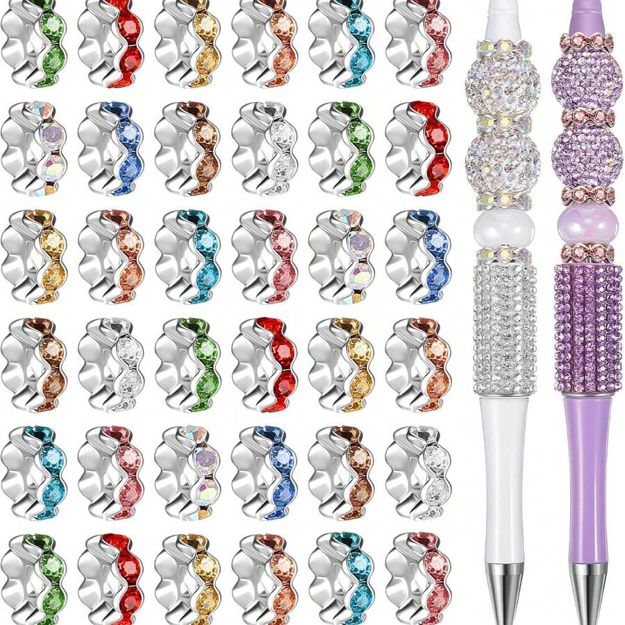 100 颗彩色圆形水晶钻隔珠 12 毫米波浪合金散珠珠宝制作配件适用于 DIY 手链项链耳环