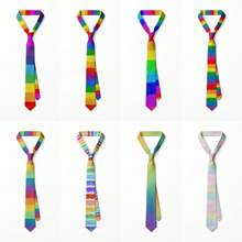 Unisex Rainbow Tie Creative Fashion Colorful Tie Pride Month Party 8cm Narrow Adjustable Soft Hand Tied Men Necktie
