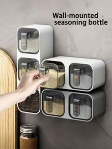 2/3 件壁挂式调味架，多隔间厨房调味盒，家用抽屉式调味品收纳盒，盐和香料罐