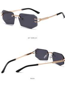 Fashionable Travel Glasses, Rimless Polygonal Cut-Edge Glasses For Women