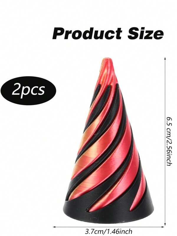2Pcs Impossible Pyramid Passthrough Fidget, 3D Printed Spiral Cone, Mini Cones Pass Through Pyramid Fidget Game For Stress And Anxiety Relaxing