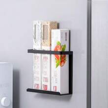 1pc Magnetic Refrigerator Side Hanger, Multifunctional Iron Storage Rack For Cling Film, No-Drill