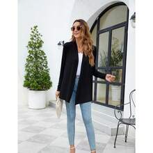 Newchoice Womens Casual Lightweight Long Sleeve Cardigan Soft Drape Open Front Fall Dusters (S-3XL) - Black - View 6