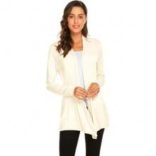 Newchoice Womens Casual Lightweight Long Sleeve Cardigan Soft Drape Open Front Fall Dusters (S-3XL) - Light Apricot - View 1