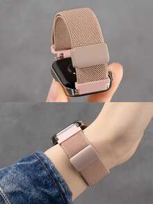 1 pieza Correa de reloj magnética tejida elástica, compatible con Huawei Watch Fit 1/Fit 2/Fit 3/Fit 4/4Pro - Color arena limosa - Ver 2